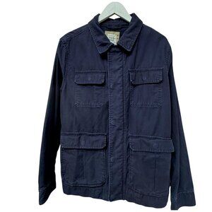 GAP Mens Utility Jacket Size Small Navy Blue Cotton Full Zip Casual Barn Coat
